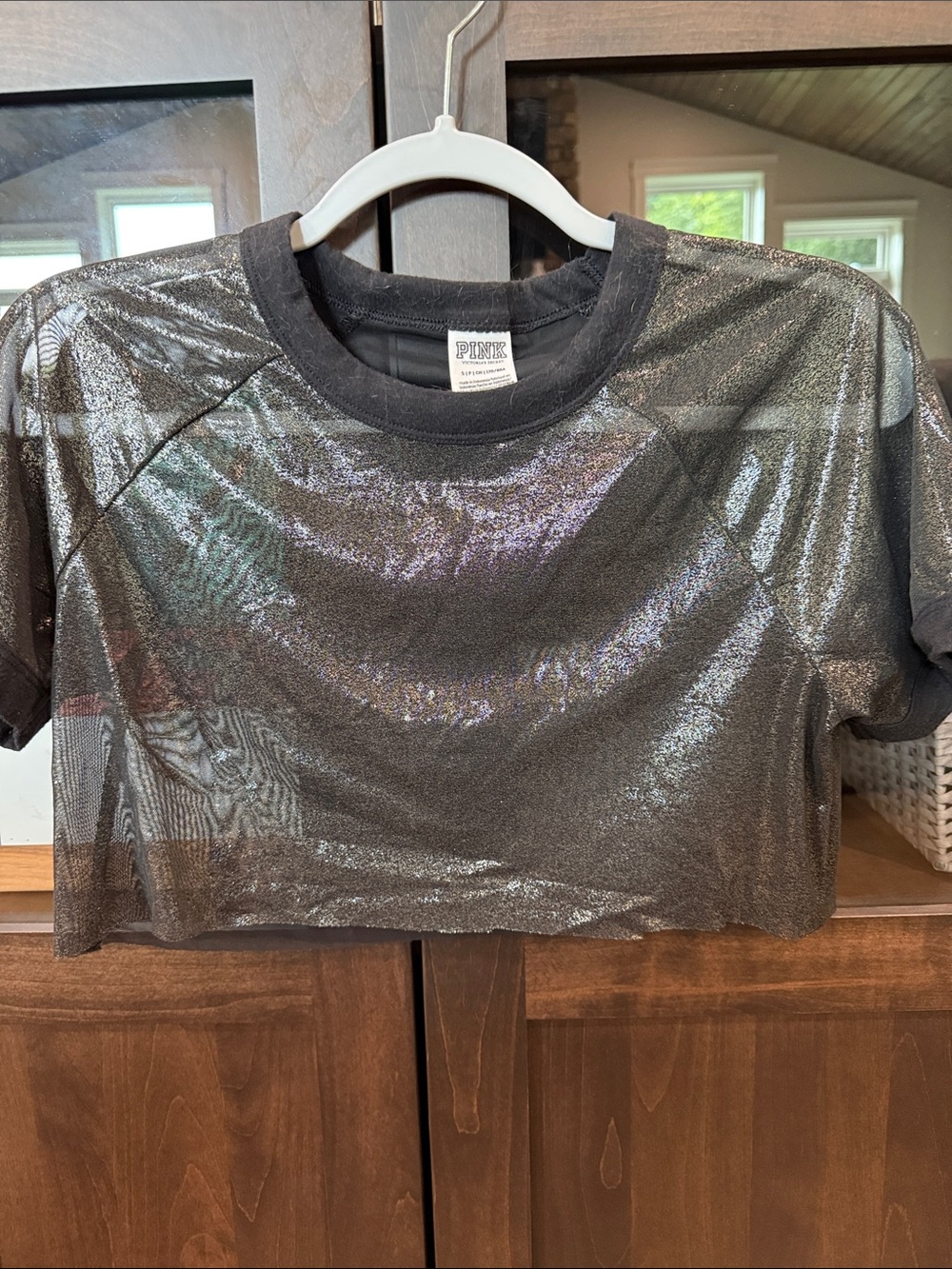 PINK Victoria's Secret Black Shimmer Tee